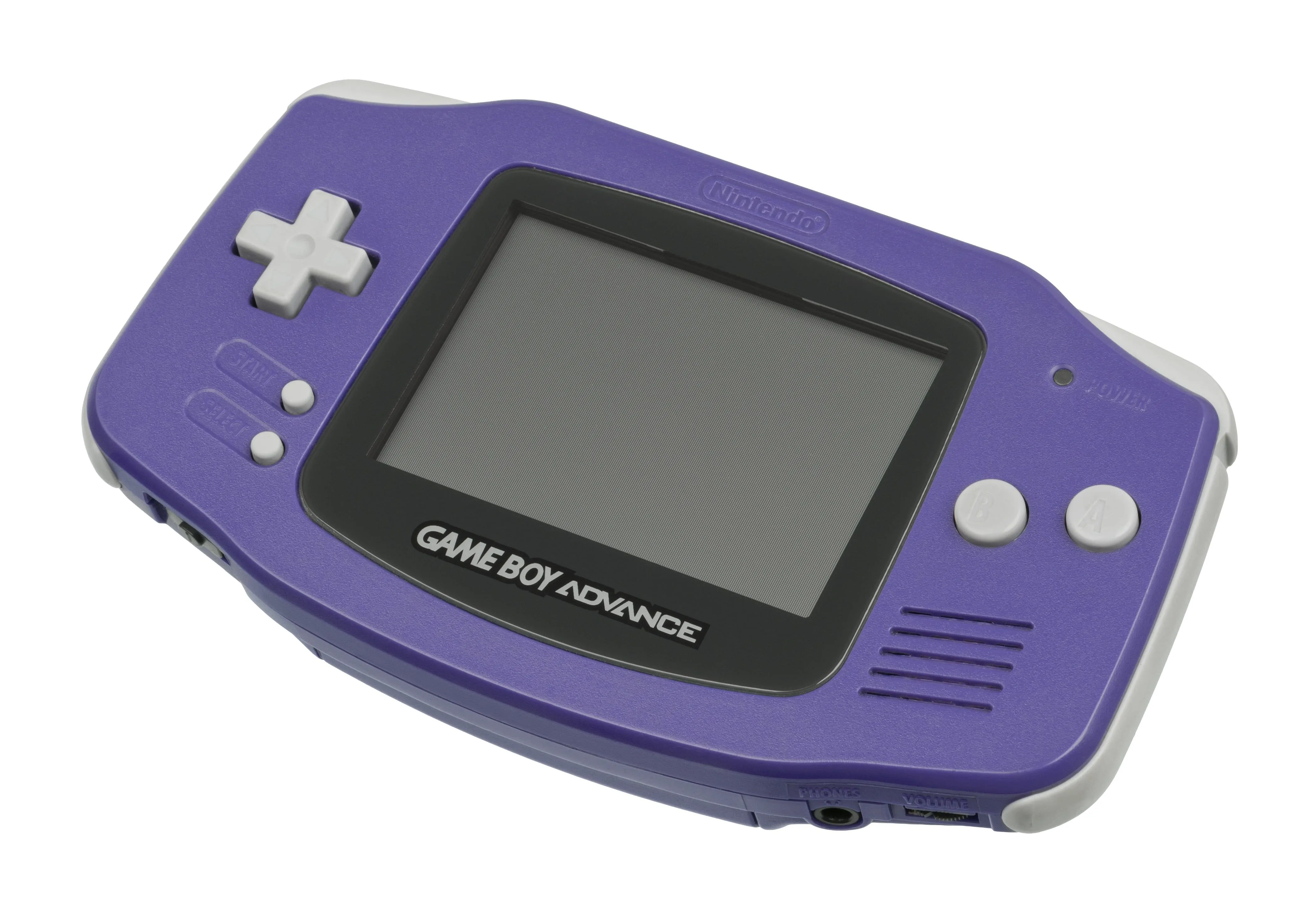 An image of the purple Game Boy Advance console.