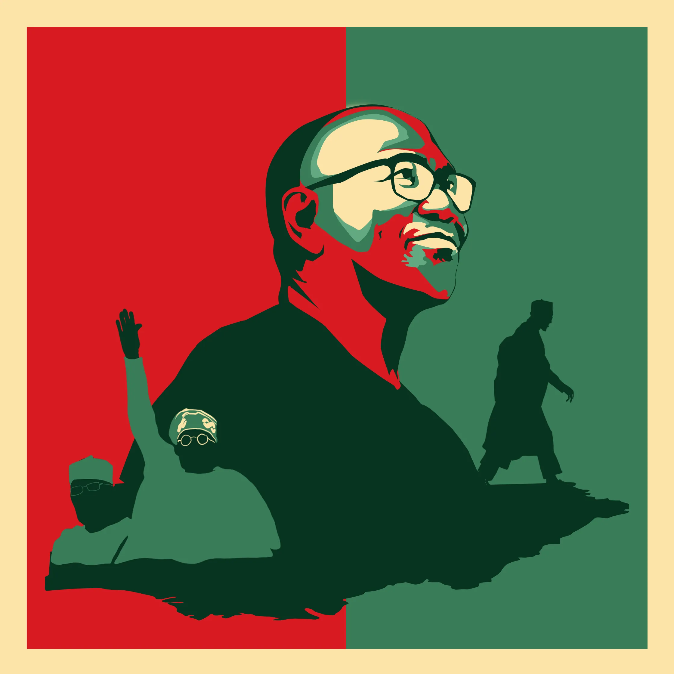 An image of four actors in the Nigerian 2023 general election: Peter Obi, Bola Ahmed Tinubu, Atiku Abubakar, and Muhammadu Buhari