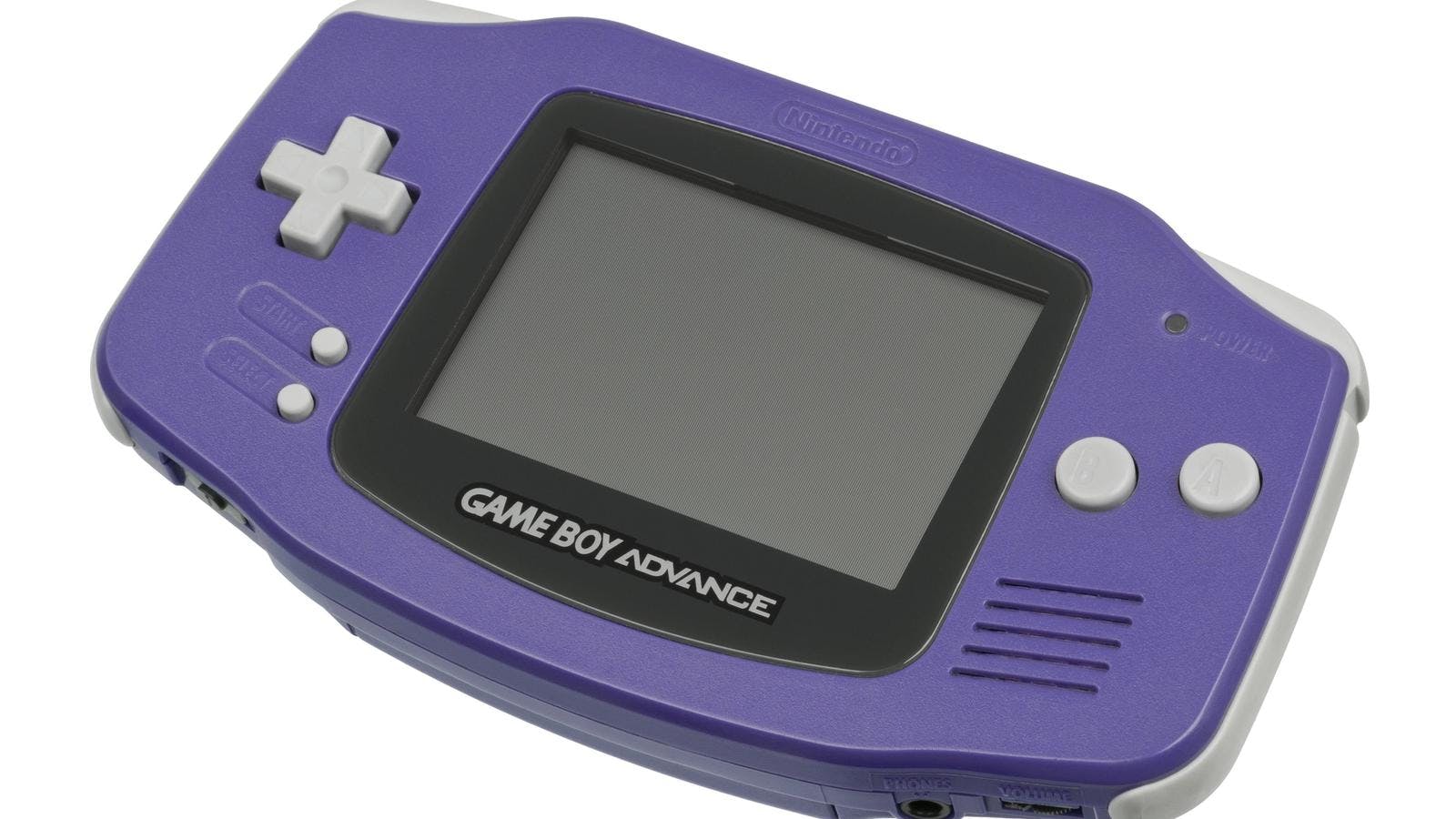 An image of the purple Game Boy Advance console.